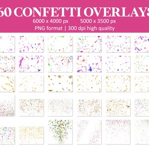 Confetti-overlays, vallende confetti-overlays, realistische confetti, Photoshop-overlays, afstudeer en feestrekwisieten, overlay, transparante PNG afbeelding 6