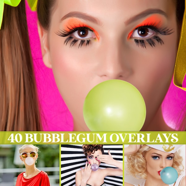Bubblegum overlays, blowing bubble gum overlay, bubblegum PNG, bubble gum overlays, Photoshop overlays, photo prop, Digital Download