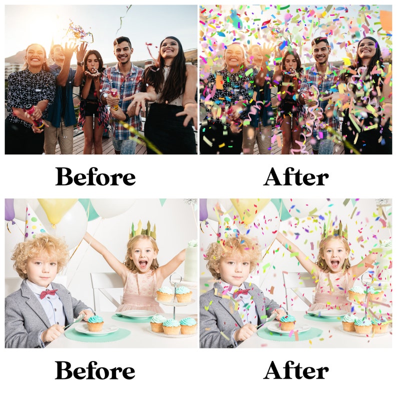 Confetti-overlays, vallende confetti-overlays, realistische confetti, Photoshop-overlays, afstudeer en feestrekwisieten, overlay, transparante PNG afbeelding 2