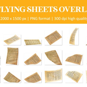 Flying Sheets Overlays, fliegendes Papier Overlay, Photoshop Overlays, Sheet Music Photo Overlays, Pages Overlays, Senior Photo Sheet Music Prop Bild 5