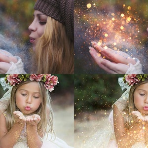 Blowing glitter overlay, blow glitter, gold glitter, Photoshop overlays, glitter dust, gold dust, glitter bokeh, overlay, overlays, DOWNLOAD image 3