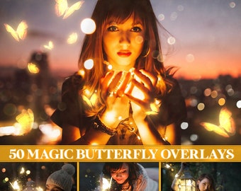 Magic butterfly overlays, glowing butterfly overlays, magic dust, golden glowing butterflies, magical butterfly overlay, Photoshop overlays