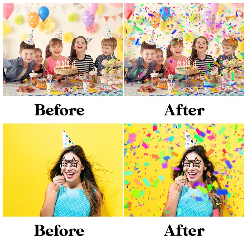 Confetti overlays, falling confetti overlays, realistic confetti, Photoshop overlays, graduation & party prop, overlay, transparent PNG imagem 3