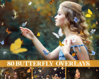 Vlinder-overlay, vliegende vlinders-overlay, realistische vlinder Photoshop-overlays, transparante PNG, lente, zomer, overlay, overlays