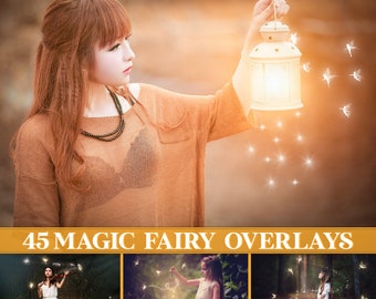 Magische Fairy Overlays: Pixie Dust, Toverstaf, Firefly, Witte Vlinder, Magic Dust, Fairy Dust, Pixie Fairy, PNG, Photoshop Overlays