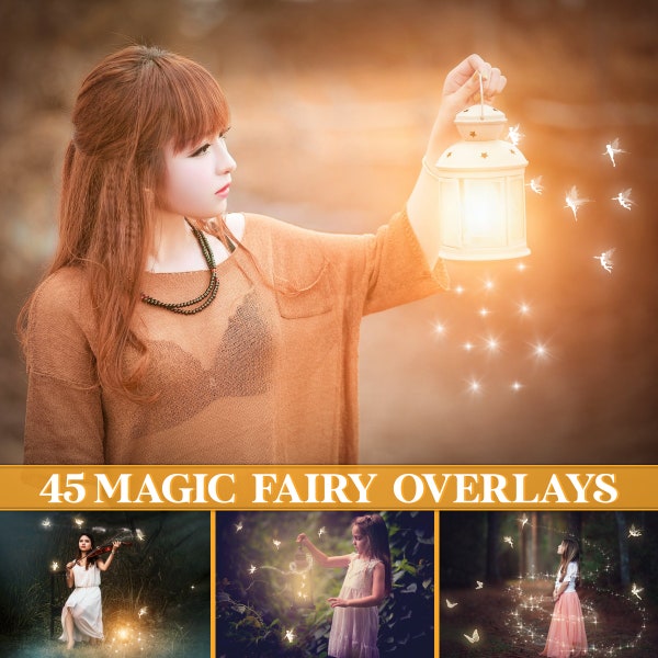 Magical Fairy Overlays: Pixie Dust, Magic Wand, Firefly, White Butterfly, Magic Dust, Fairy Dust, Pixie Fairy, PNG, Photoshop Overlays