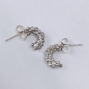 Granulated Bubble Texture Hoop Earrings (small size) - Handmade in Sterling Silver