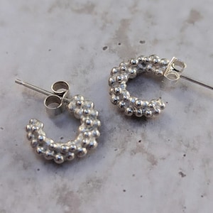 Granulated Bubble Texture Hoop Earrings (medium size) - Handmade in Sterling Silver