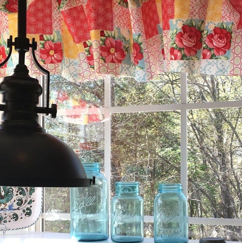 Pioneer Woman Country Patchwork Valance Curtain Kitchen Made Etsy