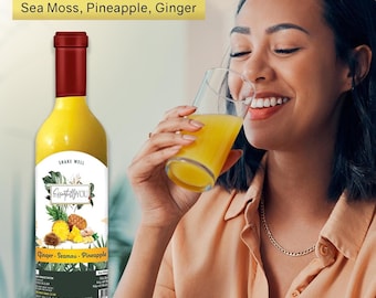 Sea Moss Juice 750ml| 100% Natural Pineapple, Organic Ginger and Irish Moss | Wildcrafted, Superfood |Energy Booster (Florida Shipping Only)