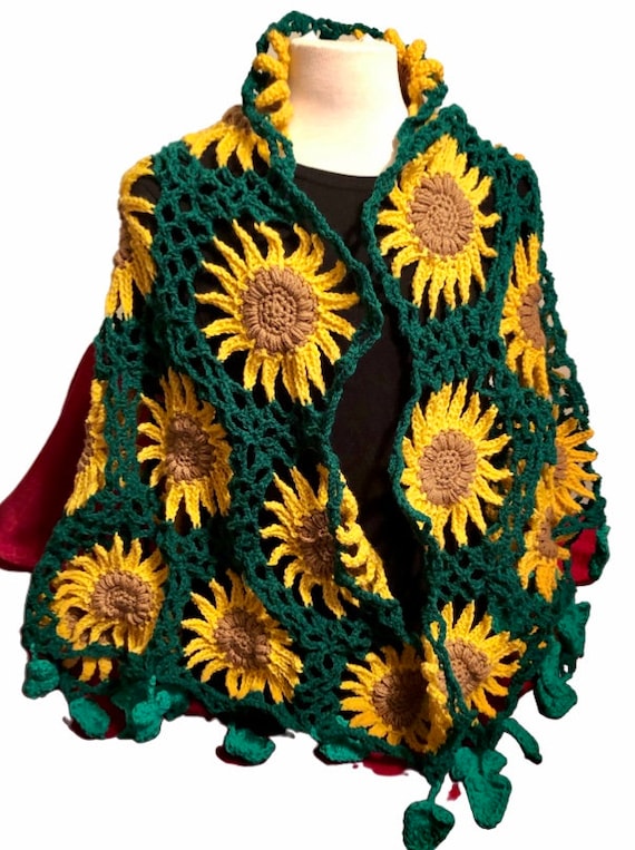crochet sunflower scarf