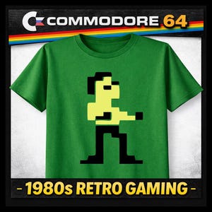 Camiseta retro de videojuegos: Commodore 64 Karate, 8 bits, pixel art / Camiseta de videojuegos de los 80