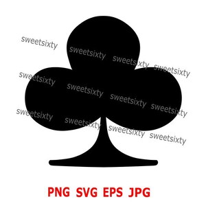 Tuta da carte club - Poker Cards Clubs - SVG PNG JPG Files - Uso commerciale - Download istantaneo - Download del club di carte Scarica