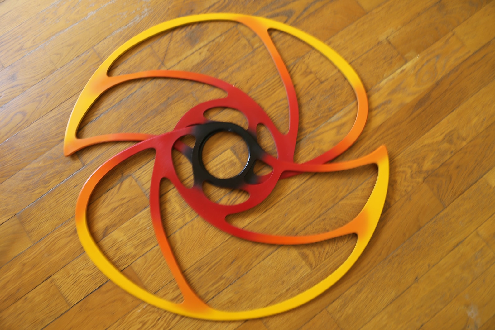 Spiral fans, plywood, many colors