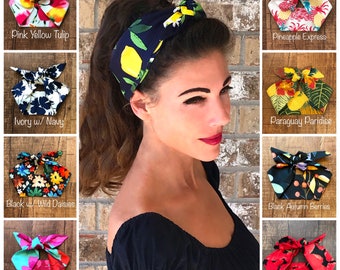 Bandana Hair Tie Pin Up 50s Mini Cream Vintage Skull Chain /& Rose Head Scarf