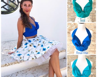 Ameri VINTAGE - 初期 ameri SHOULDER CLOTH DESIGN TOP Polka Dot Ava Halter Top 1950s Retro Style Minnie Crop