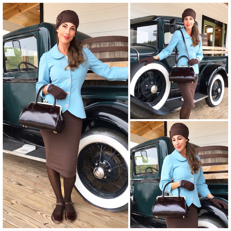 Espresso Brown 1920/'s Style Cloche Flapper Hat Flower Appliqu\u00e9 Downton Abbey Flannel Cotton Winter Spring Fall 21-22 Head Size