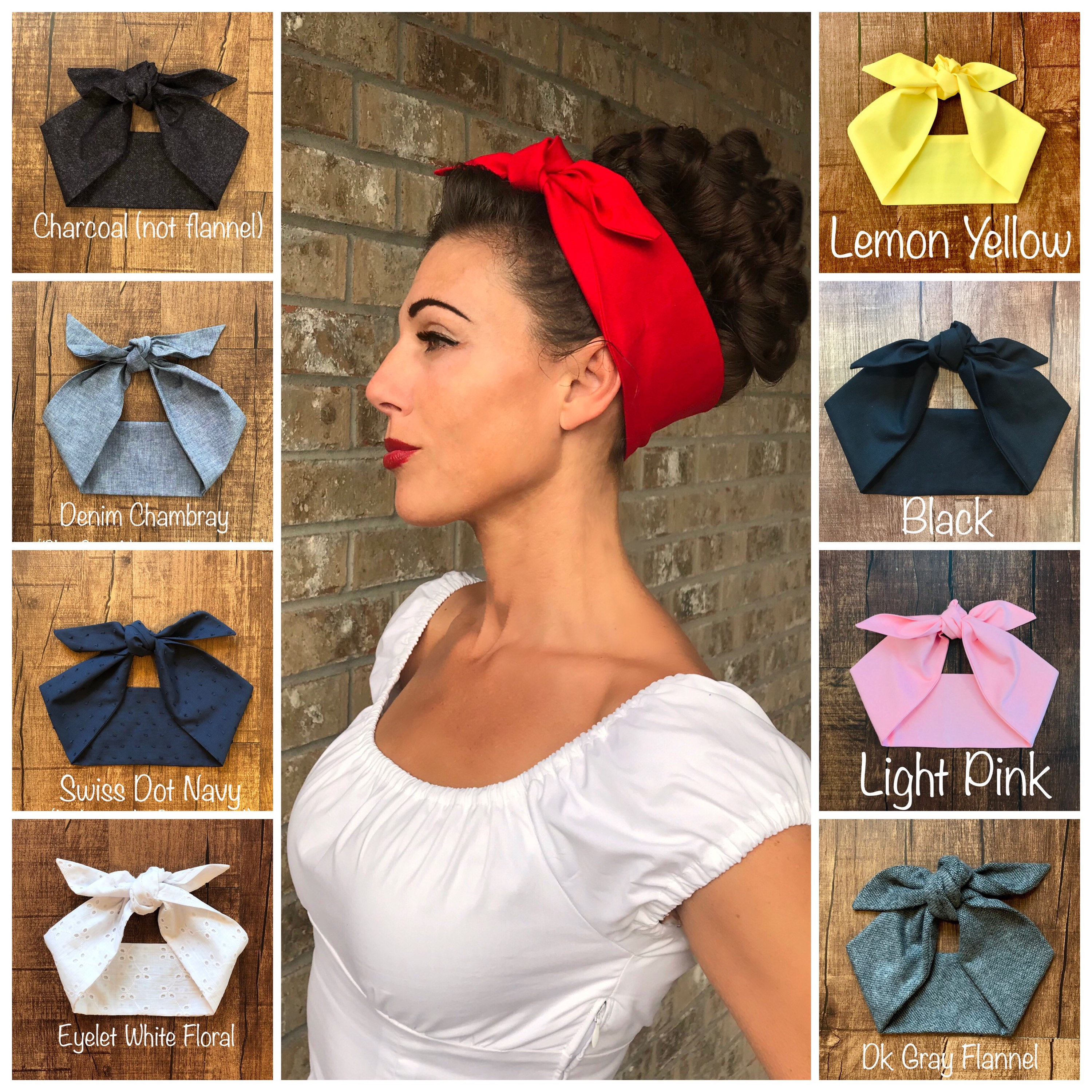 Solid Color Miranda Retro Hair Wrap Wide Self Tie Head Scarf - Etsy