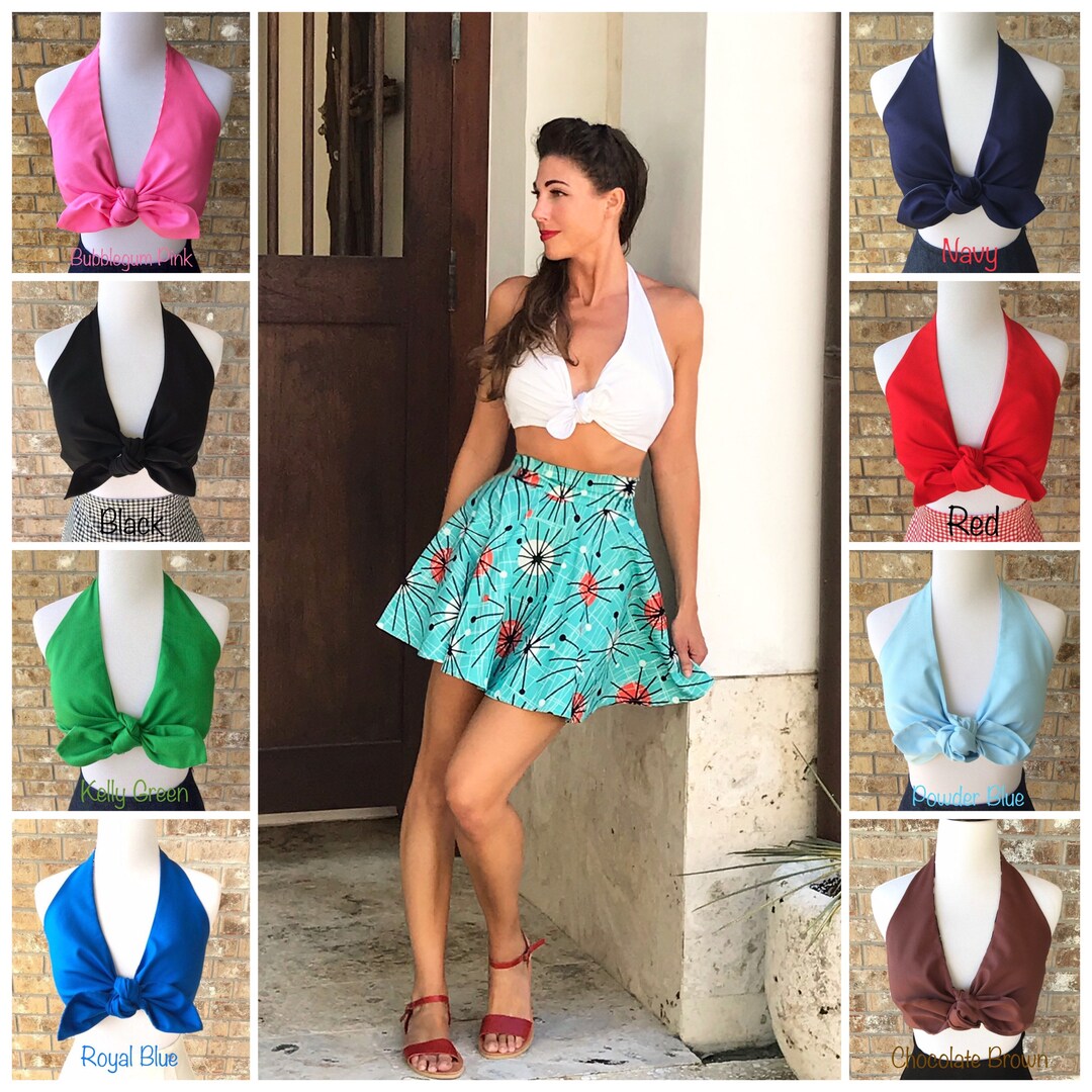 Daisy Print Halter Tie Top