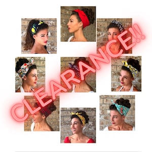 CLEARANCE: 10-35% off! Odds & Ends- Rifle Paper Co. Fabric Floral Retro Dot Gingham Cherries Miranda Retro Hair Wrap Tie Headband Head Scarf