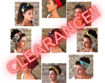 CLEARANCE: 10-35% off! Odds & Ends- Rifle Paper Co. Fabric Floral Retro Dot Gingham Cherries Miranda Retro Hair Wrap Tie Headband Head Scarf