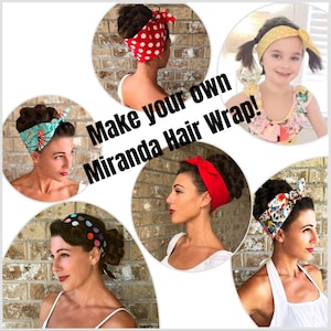 Make Your Own Miranda Hair Wrap PDF Digital Download Printable Sewing Pattern Headband Tie Head Scarf Wide Retro Vintage Rockabilly 1950s