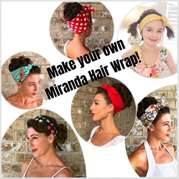 Make Your Own Miranda Hair Wrap PDF Digital Download Printable Sewing Pattern Headband Tie Head Scarf Wide Retro Vintage Rockabilly 1950s