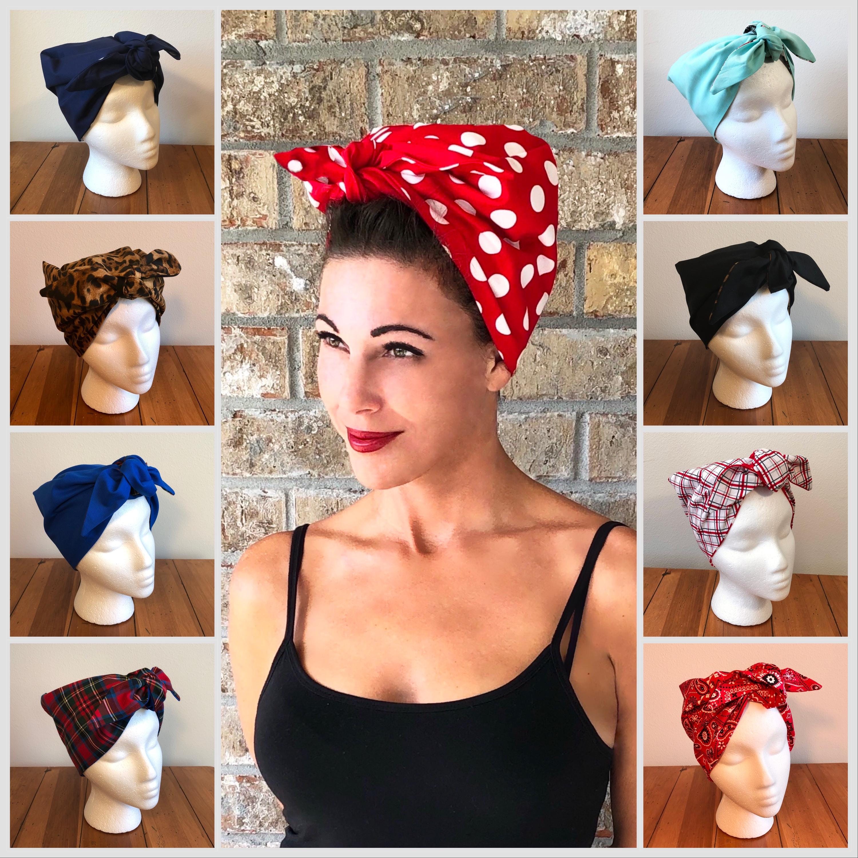 Retro Reversible Full Head Hair Wrap Scarf Headband Rosie the