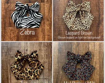 New! Retro Bow Top Headband Miranda Hair Wrap Polka Dot Gingham