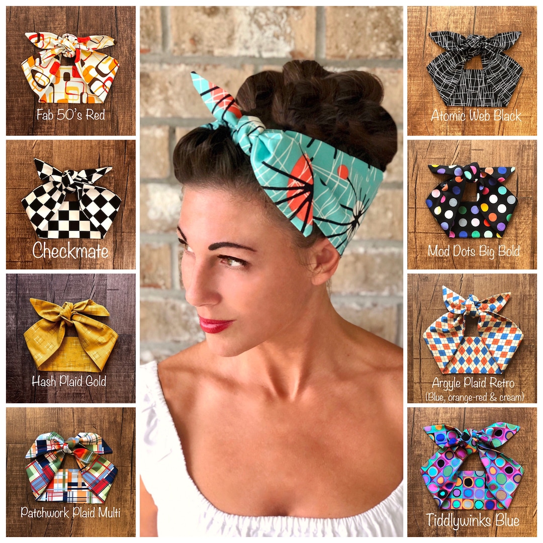 Retro Mid Century Modern Miranda Hair Wrap Wide Self Tie