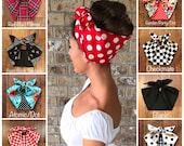 Extra Wide Miranda Retro Hair Wrap Head Scarf Self Tie