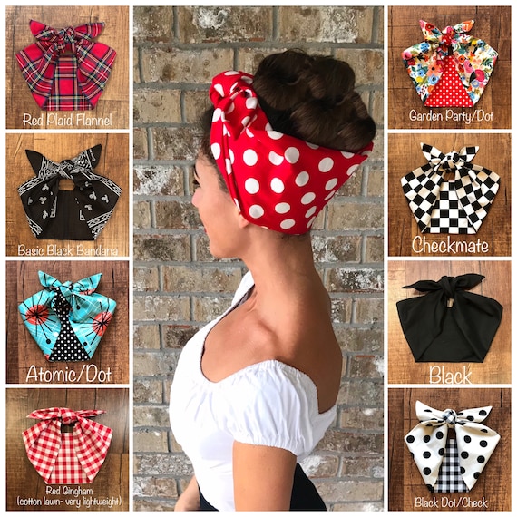 Extra Wide Miranda Retro Hair Wrap Head Scarf Self Tie Headband