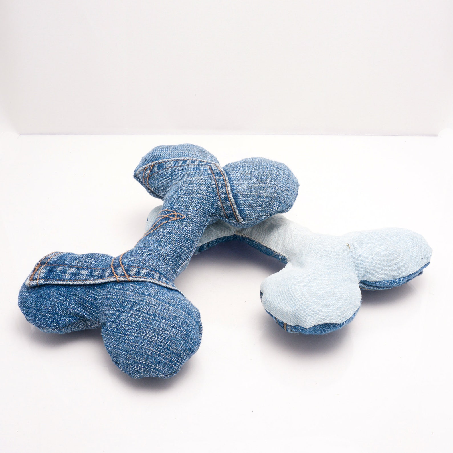 Upcycled denim dog toys Recycled denim Dog bones DOg toys Etsy