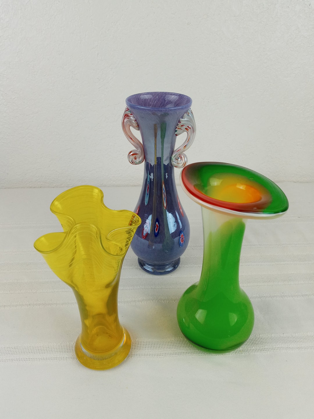 Vintage Colored Glass Vases Etsy