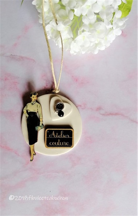 Décoration d'atelier en Céramique, Déco Atelier, Noire et Blanche, Cadeau Fête Des Mères, Couture à