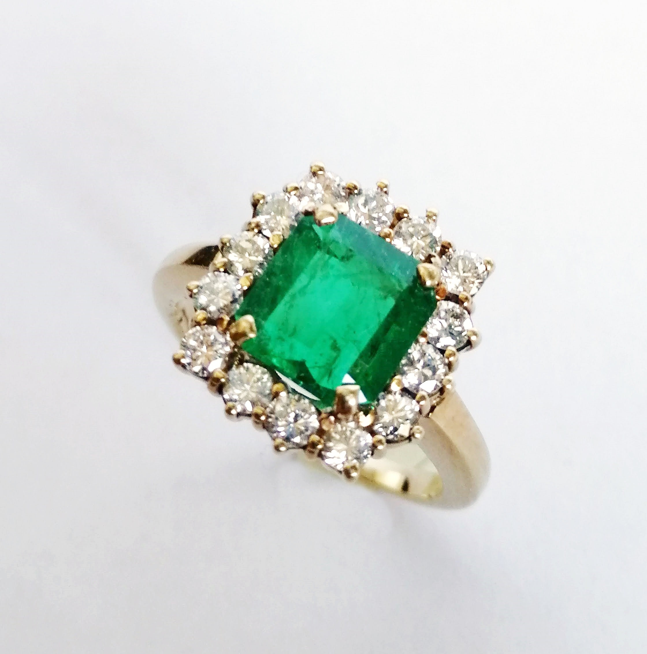 Diamond Emerald Engagement Ring 18k yellow gold colombian | Etsy