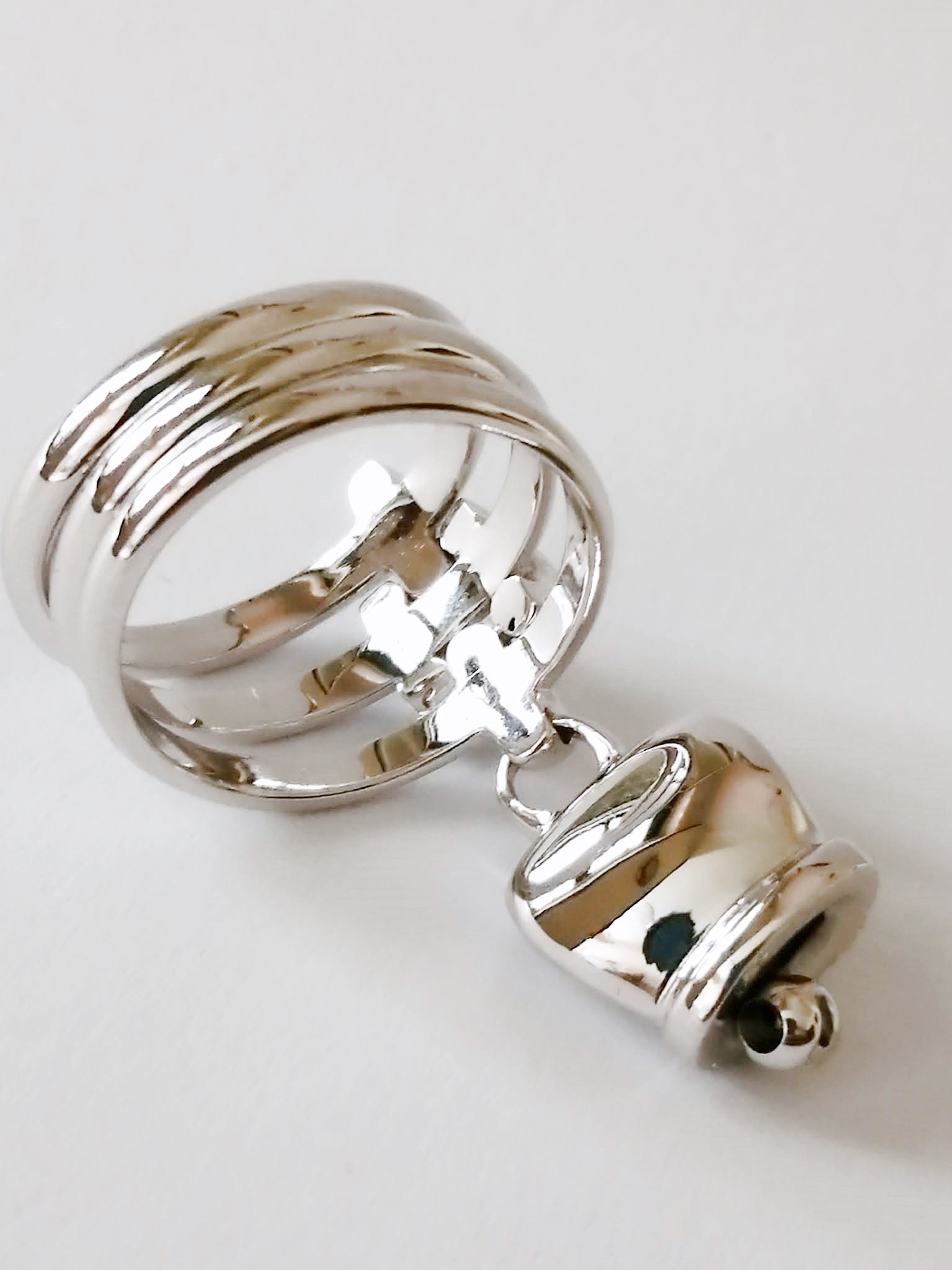 Dangle Charm Ring 18k Diamonds handmade .Solid white gold Etsy