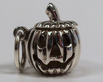 JACK O LANTERN, Pumpkin, Pumpkin Charms, Sterling Silver, Charms, Halloween Necklace, Halloween, Charm Bracelet, Creepy Cute Jewelry, Gifts