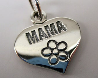 MAMA CHARM, Mama Heart, Baby Shower, Silver Heart, Mothers Day Gift, Mom Gift, New Mom Gift, Heart Charms, Silver Jewelry, Mom Jewelry, Cute