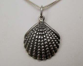 SHELL PENDANT, Seashell Pendant, Sea Shell Necklace, Scallop Shell, Pendant, Sterling Silver, Shell Jewelry, Silver Shell, Beach Jewelry