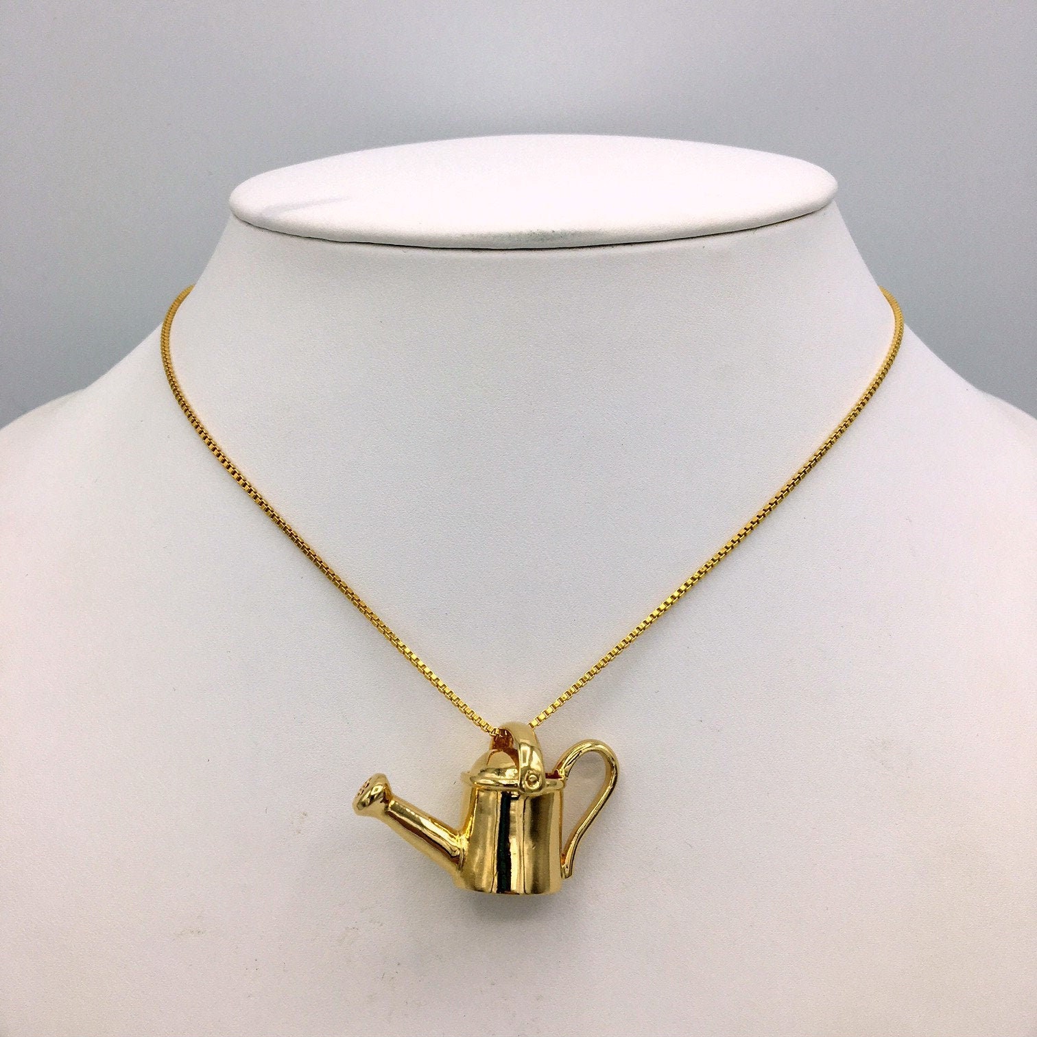 WATERING CAN Necklace Pendant Charm Sterling Silver Gold Etsy