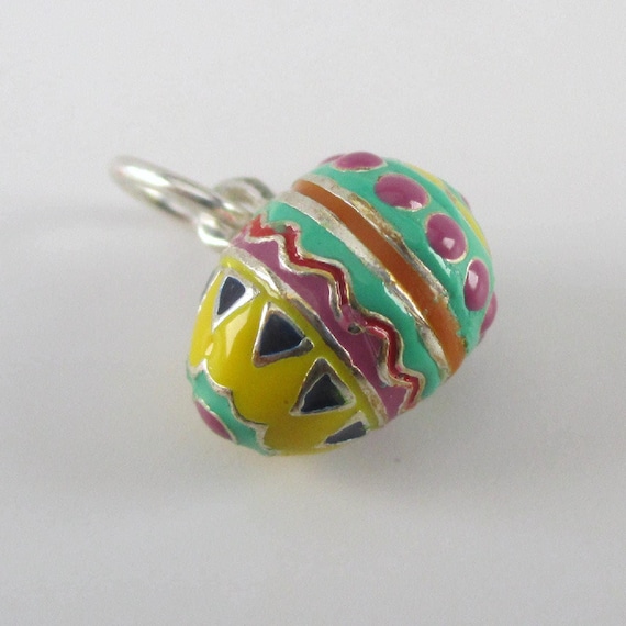 Sterling Silver Enamel Easter Egg Charm, Spring J… - image 7