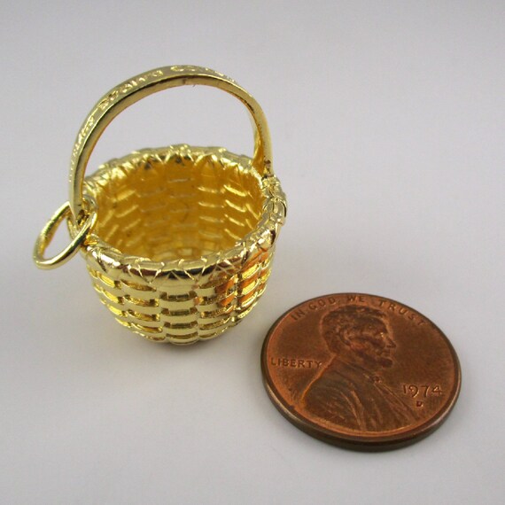 ROUND COUNTRY BASKET,  Gold Basket, Sterling Silv… - image 3