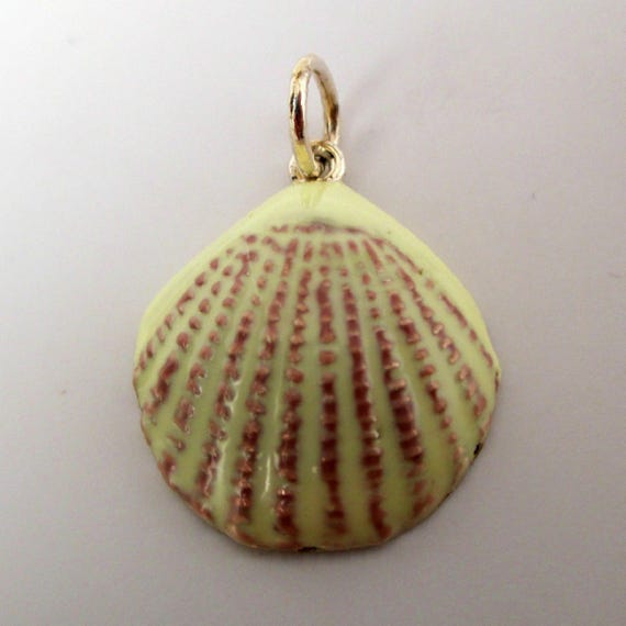 Sterling Silver Scallop Shell Charm Pendant, Enam… - image 3
