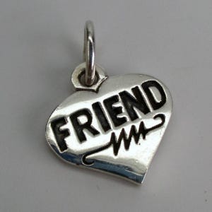FRIEND CHARM, Friend Heart, Silver Friend Heart, Sterling Silver, Friendship, Friend Bracelet, Friend Pendant, Gift For Friend, Friend Gift