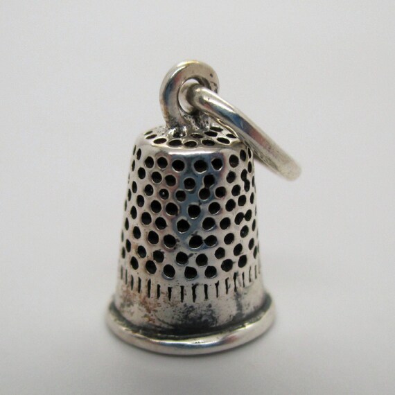 Scissors and Thimble Sewing Charm Pendant STERLING SILVER