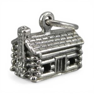 Log Cabin Charm for Bracelet Sterling Silver Vintage New Brown County Vacation