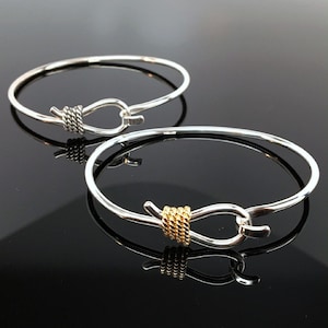 Sterling Silver Lariat Rope Bangle Charm Bracelet Western Rodeo Cowgirl Jewelry