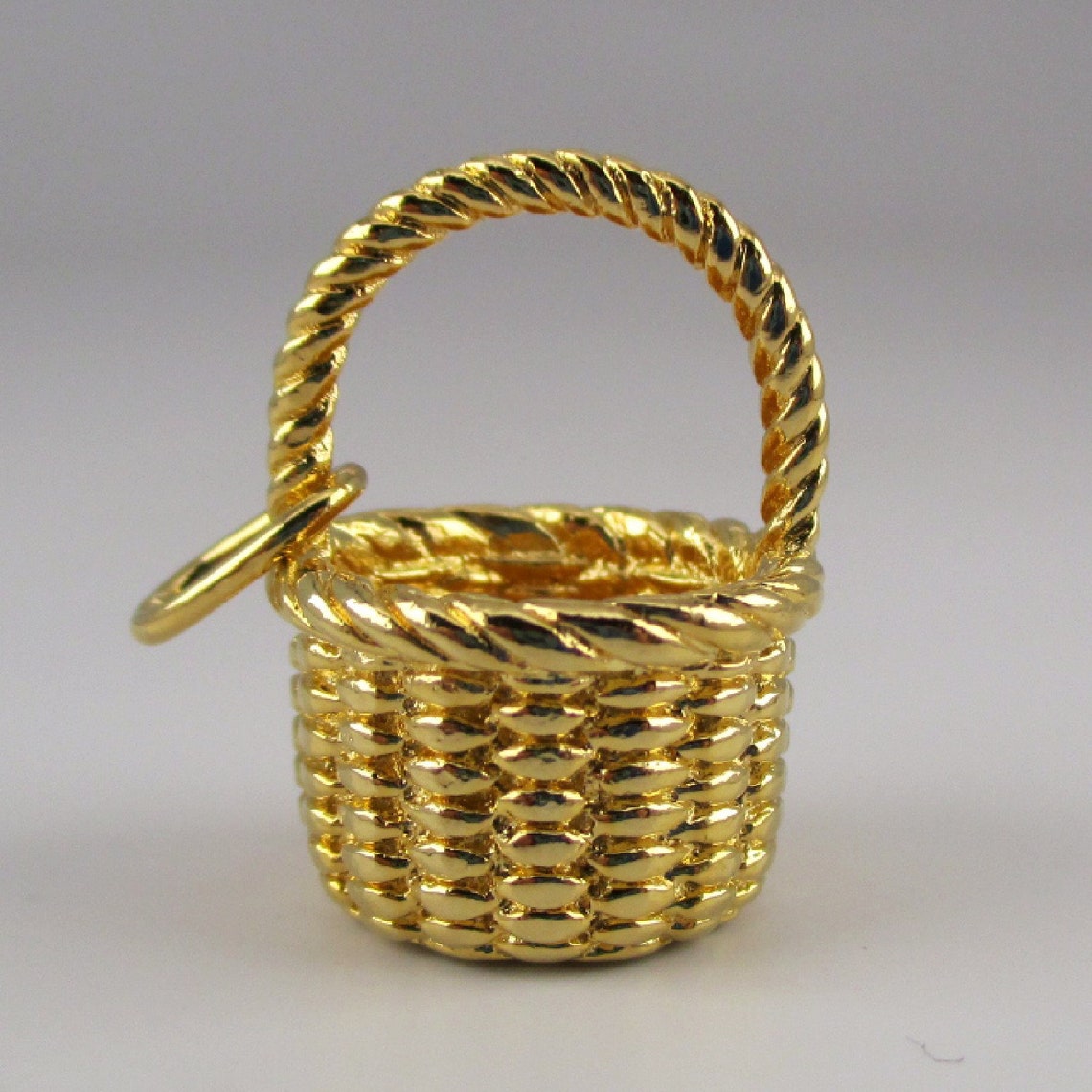 WOVEN BASKET Basket Charm Gold Basket Apple Basket - Etsy