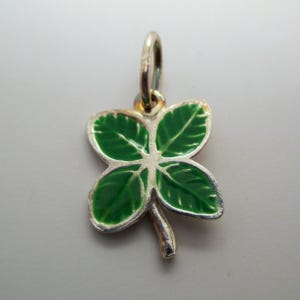 FOUR LEAF CLOVER, Clover Charm, Clover Necklace, Clover Pendant, Sterling Silver, Charms, Good Luck Charms, Enamel Charms, Good Luck Gift
